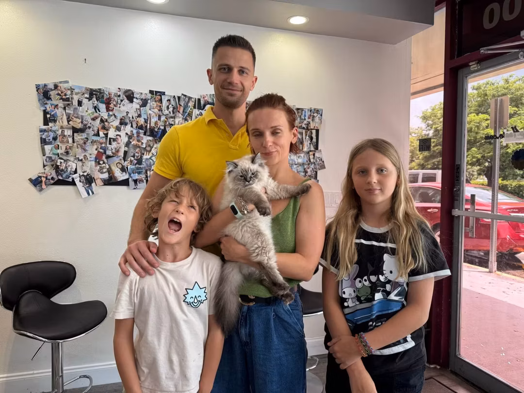 Happy family with their new pet